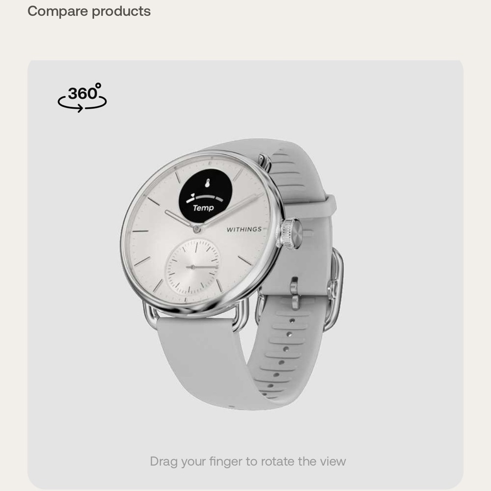 Withings Steel HR Hybrid Smartwatch — Silver Case with Light Gray Strap